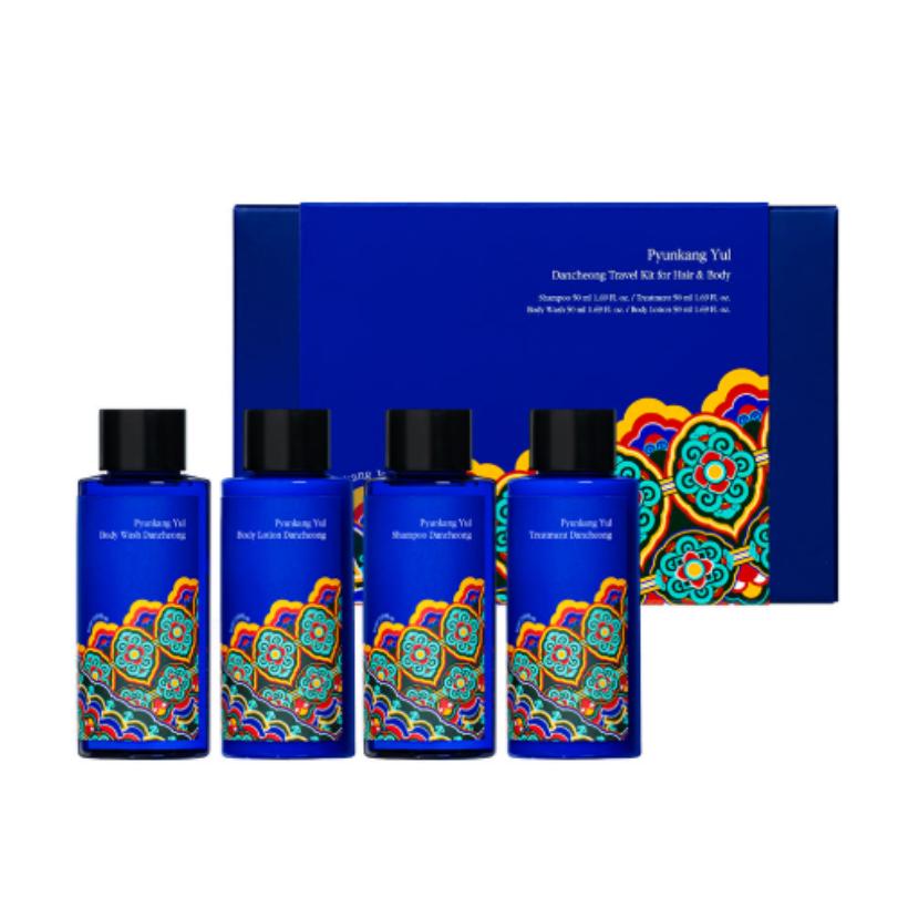 Pyunkang Yul Dancheong Hair & Body Travel Kit 4 Set (Body Wash + Body Lotion + Shampoo + Treatment 50ml Each) Moisturizing Care