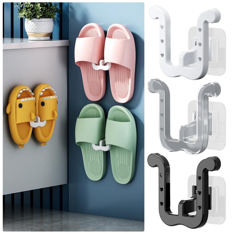 Slippers Rack Fix With Suction Cups Or Stickers No Need For Drilling Or Punching Practical Best Feature Design Bathroom Storage