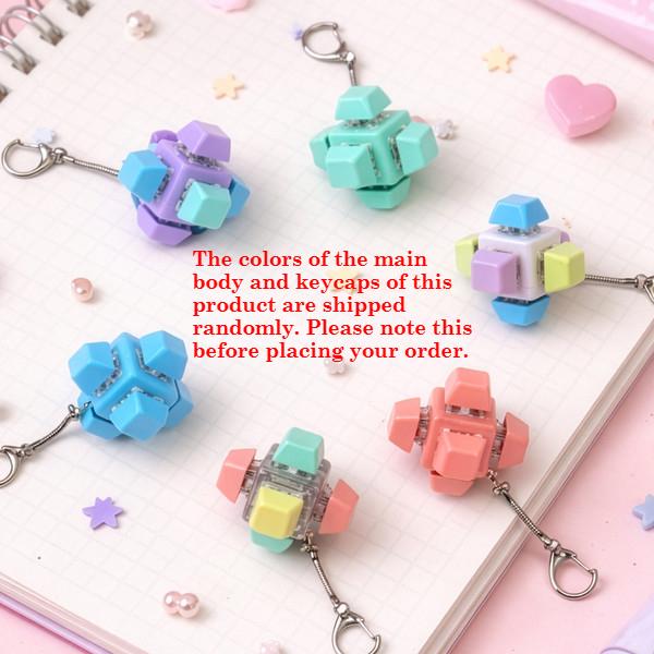 

Keyboard Fidgeting Stress Ease Keychain 6-Side Button Clicker Tactile Plaything Anti-Anxiety Fidget Toy Stress Relief Toy Office Gift