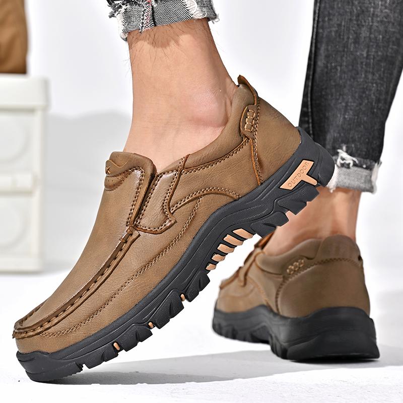 Men Thick Bottom Casual Shoes Genuine Leather Mens All-match Loafers Classic Men Shoes for Wedding 2024 New Mens Slip On Flats