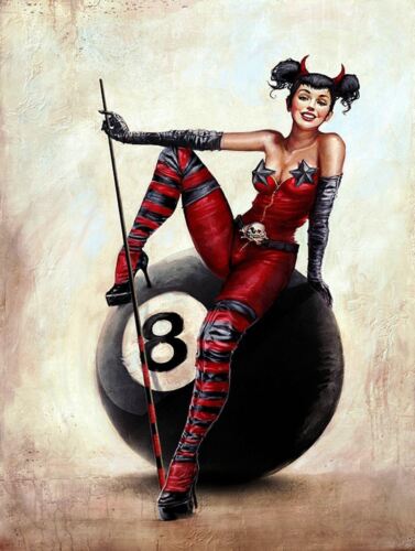 

8 Ball Pool Girl Metal Vintage Sign Bar Pub Club Man Cave Gift Games RoomAluminum 20x30cm（7.8x11.8inch）