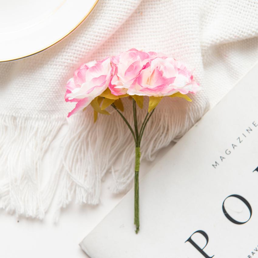 18 PCS Fleurs Artificielles Mini Bouquet en Soie Décoration de Mariage DIY Couronne Décoration de Noël Vase pour Maison Jardin Scrapbooking