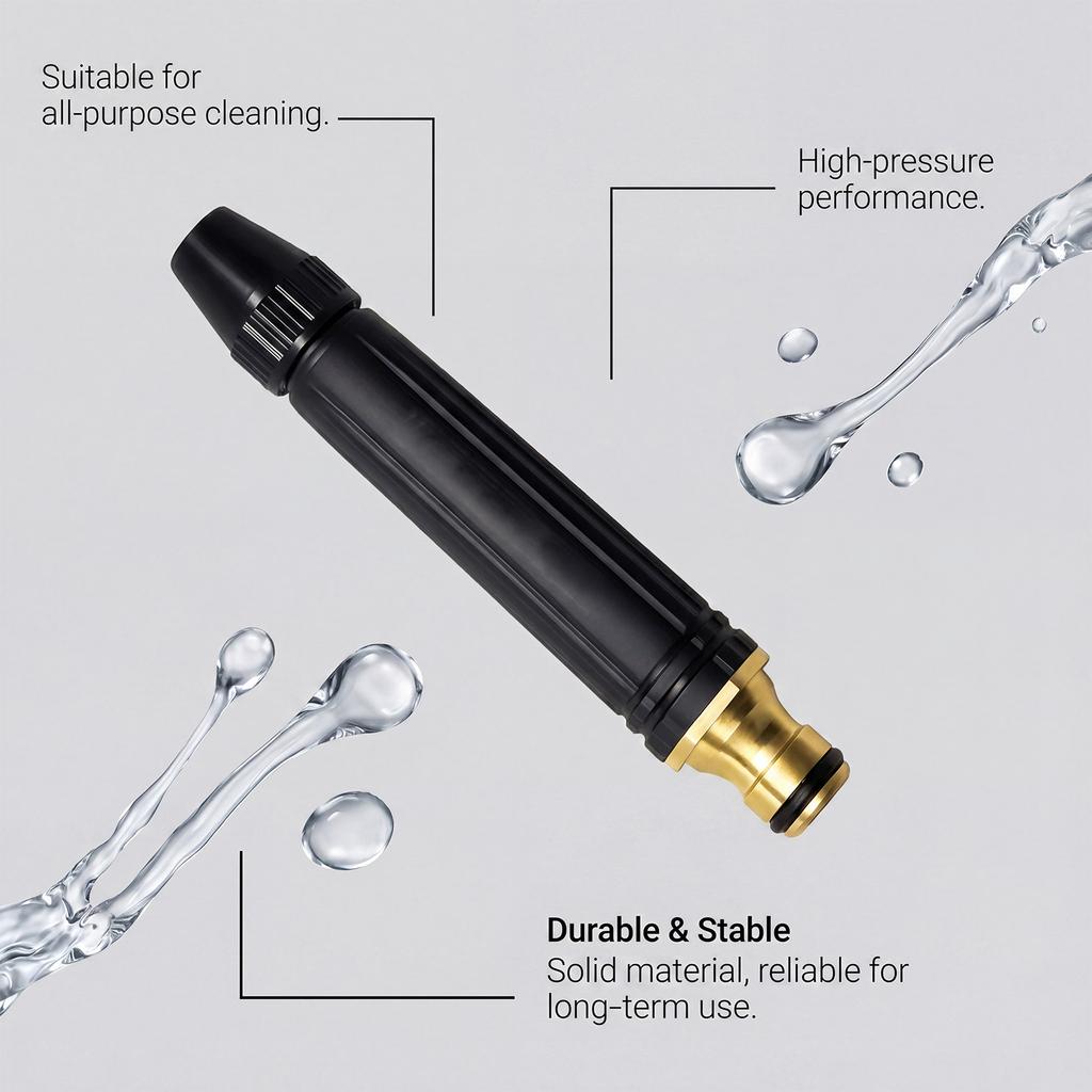 Portable High Pressure Car Wash Water Gun Adjustable Nozzle for Household Cleaning and Residue Removal with Durable Brass Connector
