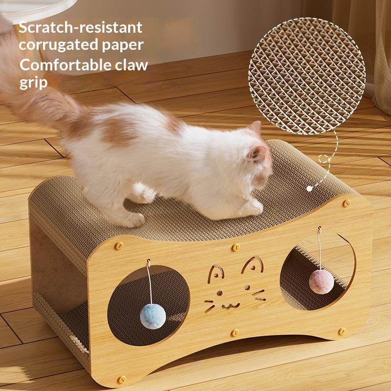 Durable Cat Sofa - Sturdy Cardboard Cat Scratch Pad With Woven Nest - Playful Cat Bed And Lounger