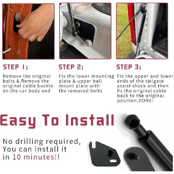 Truck Tailgate Assist Compatible with 2015-2024 Ford F-150 Tailgate Assist Shock Truck Lift Assist, Truck Tailgate Accessories for 2015 2016 2017