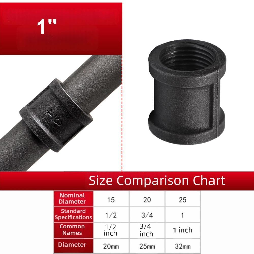 New Black Pipe Fittings Elbow Malleable Iron Plumbing Pipe Joint Threaded 1/2'' 3/4'' 1'' Pipe Accessories
