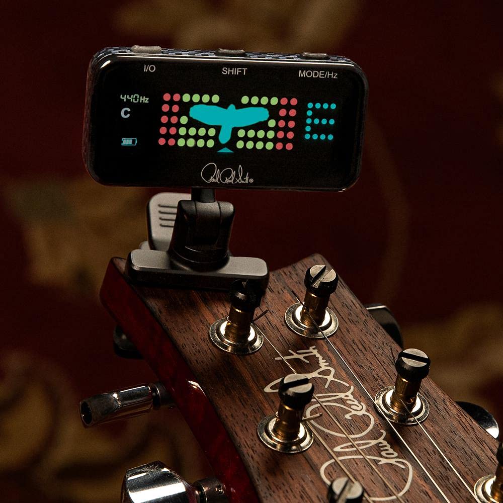 PRS Headstock Tuner Clip-on Tuner for Guitar, Bass, and Ukulele, USB Charging, Paul Reed Smith