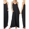 Women's Solid Color Loose Pocket Long Skirt Pure Color Loose Pockets Long Dress