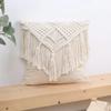 Home Decor Hand-woven Bohemian Macrame Pillow Cover with Tassel Pastoral Sofa Cushion Cover Washable Square Pillowslip Bedroom