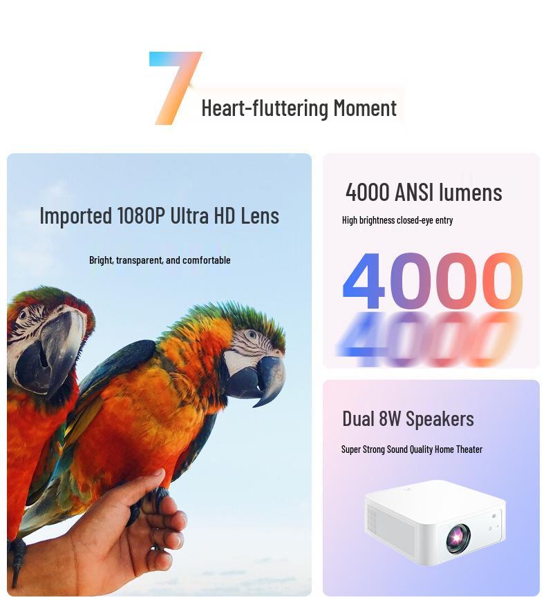 2026 Ultra-Clear Smart Auto-Focus Projector for Meetings & Home