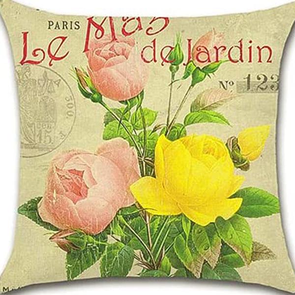 Retro Plant Floral Print Linen Pillow Case Home Living Room Sofa Car Cushion Pillow