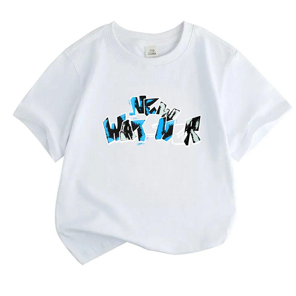 Kids Boys Girls 100% Cotton Crew Neck Short Sleeve T-Shirt, Stylish Graffiti New Water Printed Soft Breathable Casual Tees, Comfortable Summer Daily W