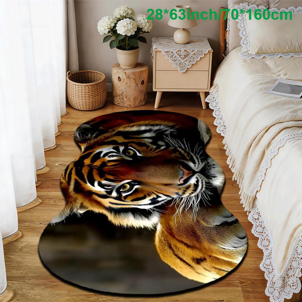 1pc Luxury Majestic Tiger Carpet, Durable Non-Slip Washable Indoor Rug For All Seasons, Halloween Thanksgiving Christmas Decor