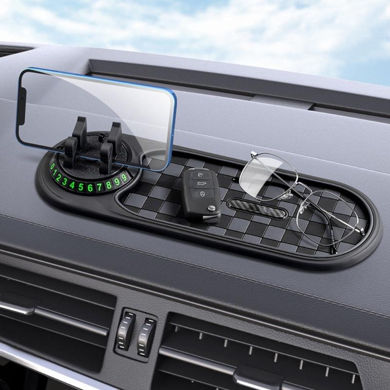 360 Degree Adjustable Car Phone Mount with AntiSlip Dashboards Holder Integrated Parking Number Sign for Mobile Device