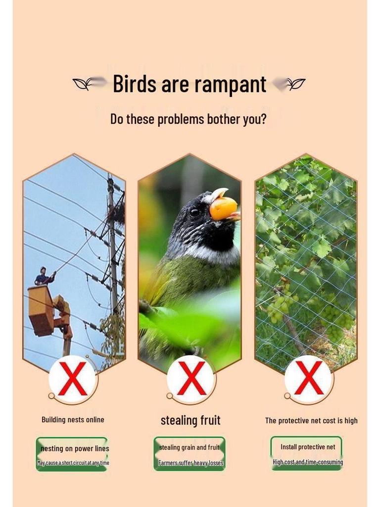 Solar & Wind Powered Bird Repellent for Farms and Orchards