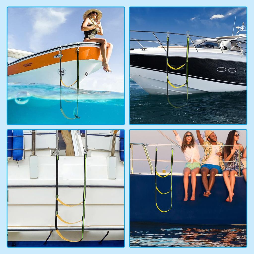 RICISUNG Boat Ladder Boat Ladder 3-Tier Rope Ladder for Sailboat Boat Ladder Boat Folding Motorboat Canoe Marine Mooring Supplies