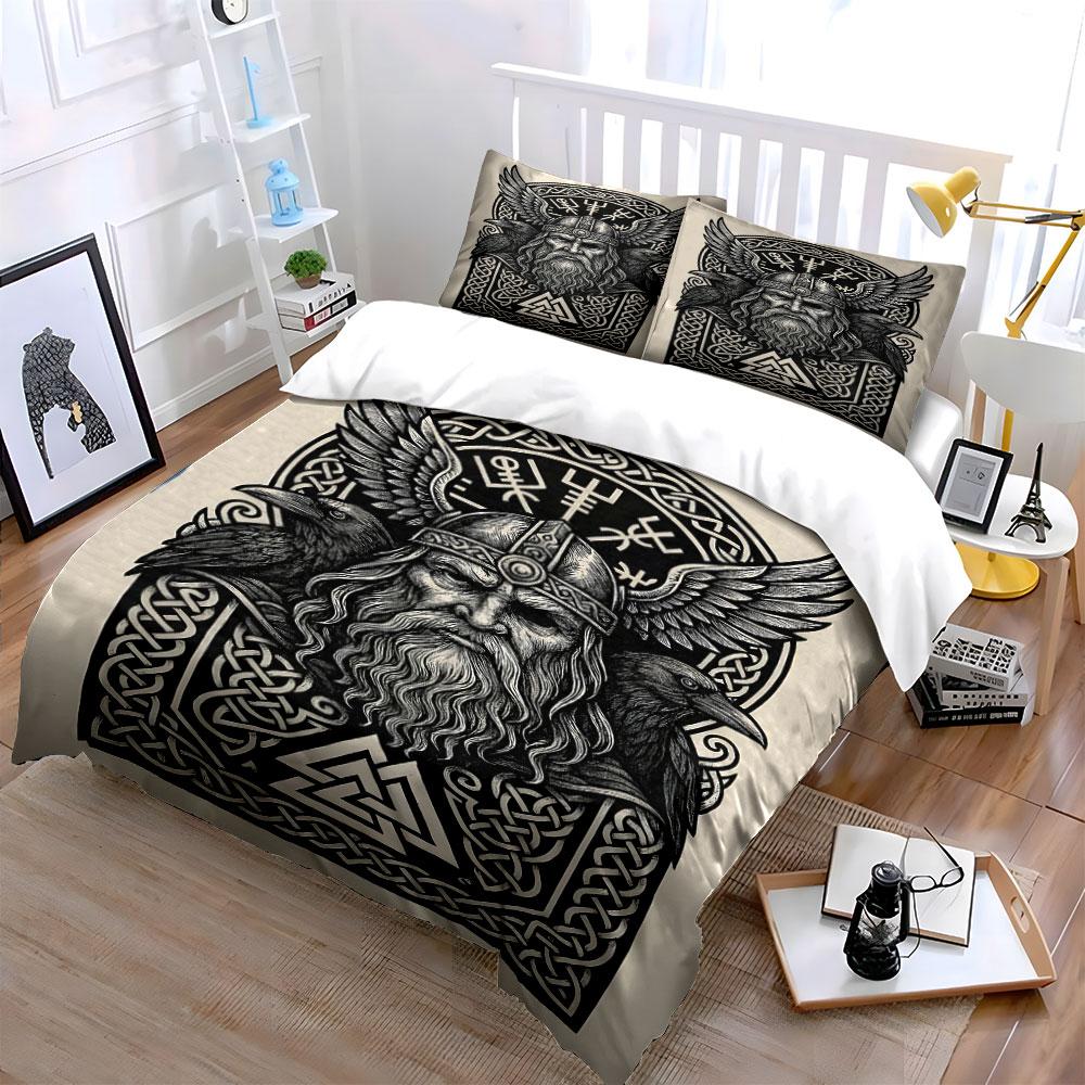 Viking Helmet, Ravens, Runes. Bedding Sets Duvet Cover Sets Duvet Covers Pillowcases(1*Duvet Cover 2*Pillowcases Without Duvet Insert)