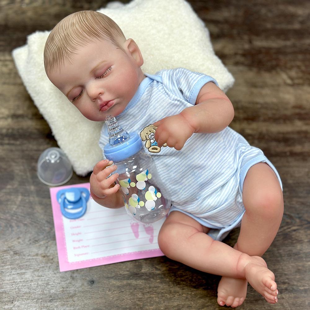 20-inch Handcrafted Reborn Baby Doll, Washable with Changeable Clothes, Soft Silicone