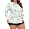 Women's Printed Large Size Long Sleeve Swimsuit Sun  Jacket Quick Dry Hiking Top