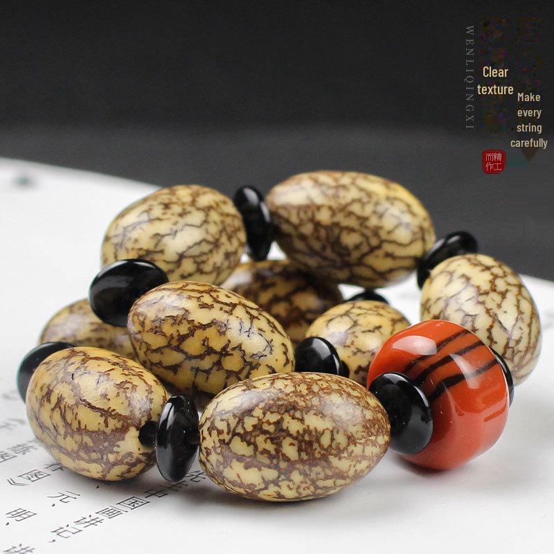 Corn Bodhi Bracelet: Gold & Silver Thread with Bodhi Seed Beads, Unisex Buddhist Rosary Jewelry.