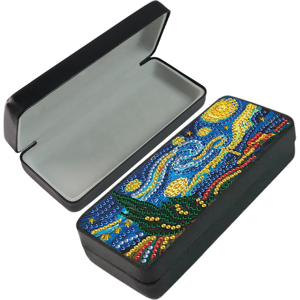 PU 5D Diamond Painting Sunglass Case Special Shape Handmade Sunglasses Storage Box Art Crafts for Daily Commute Travel Carrying