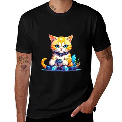 Adorable Gamer Kitty Cat Tshirt Stylish Graphic Short Sleeve Top