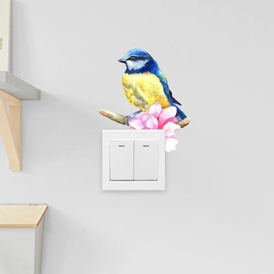 Bird Flower Branch Switch Sticker Removable Self-adhesive Waterproof PVC Living Room Bathroom