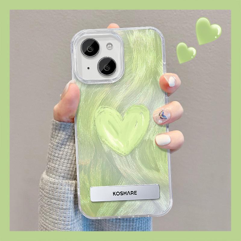 Applicable To Apple 15 Mobile Phone Case Summer Iphone14promax Oil Painting Love Stand 13 Feather Yarn 12 High-end 11