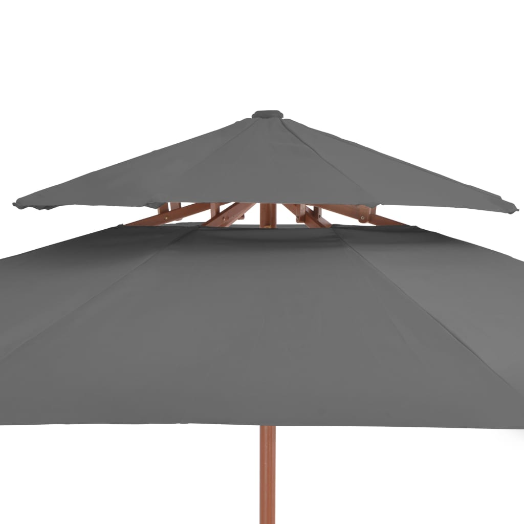 Anthracite Sun Umbrella with Ventilation and Wooden Pole 270 Cm