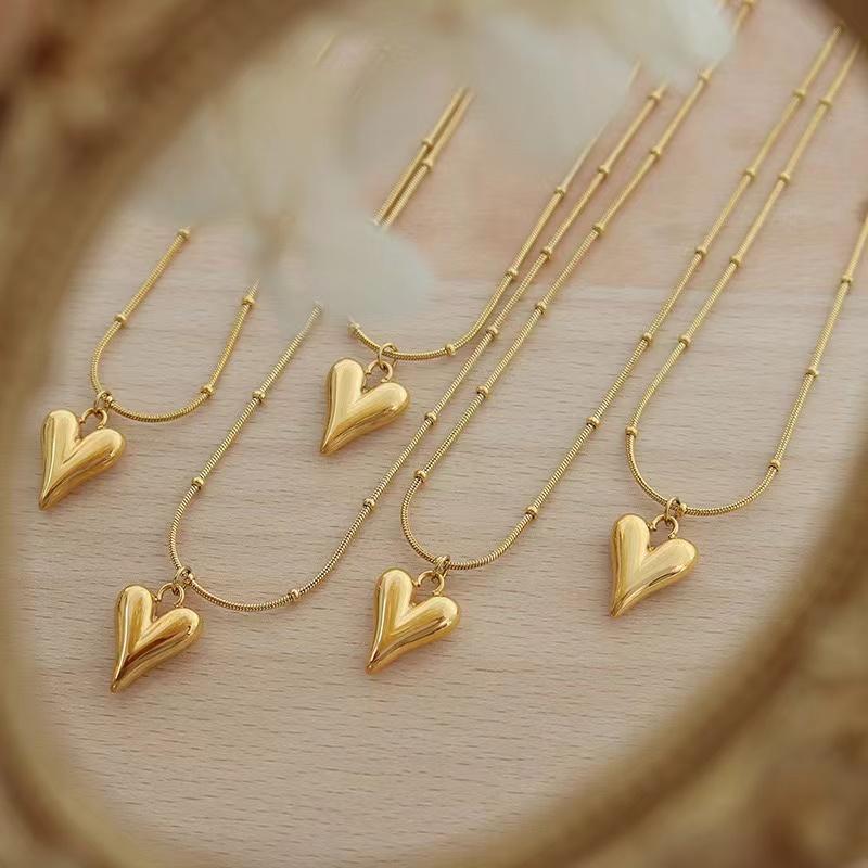 316L Stainless Steel Heart Flower Pearl Necklace Earrings Set For Women Fashion Jewelry Set Waterproof Bijoux Femme