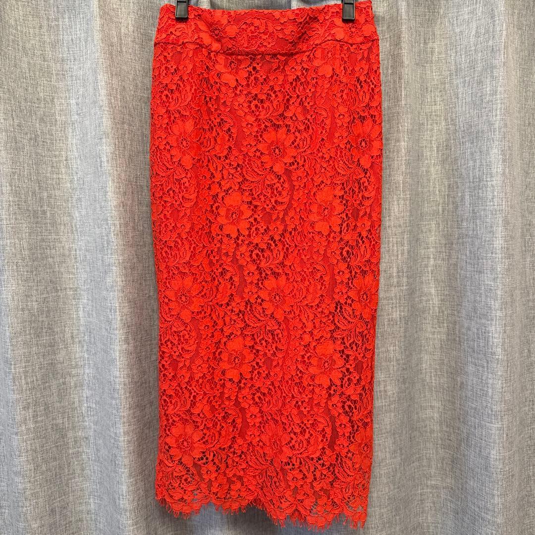 IENA Flower Lace Tight Skirt Red