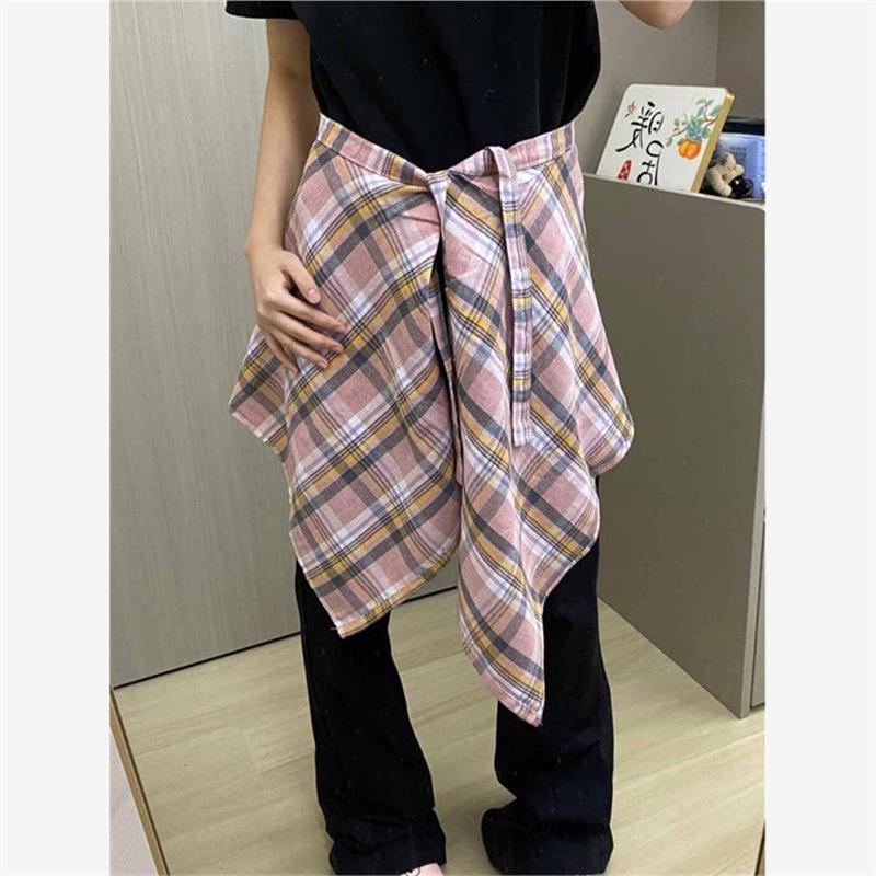 Versatile Retro Plaid Waist Wrap for Street Dance and JK Style