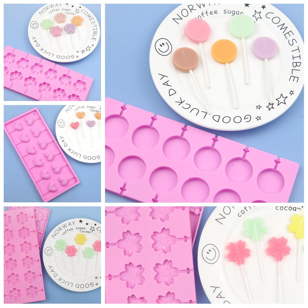 12 Hole Silicone Lollipop Molds Chocolate Candy Pop Fondant Mould Sugar Lolly Chocolate Cookie Candy Maker Party For Children