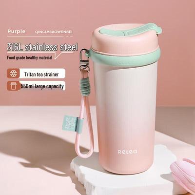 RELEA Portable Insulated Water Bottle with Straw