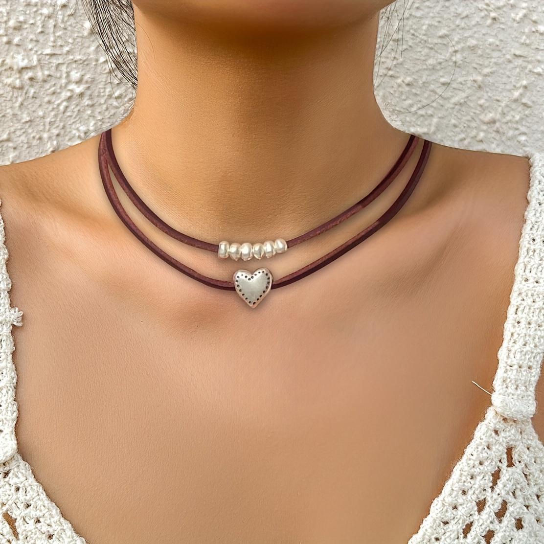 

Богемный двухслойный Love Clavicle Chain Simple Style Дамское ожерелье Подарок на День святого Валентина