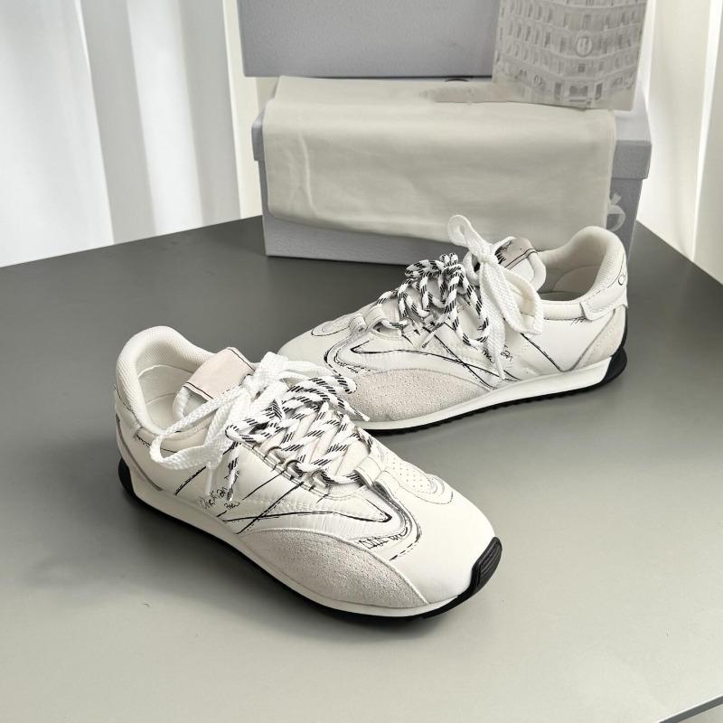 Spring new leather lace-up flat-bottomed casual women's sketch color matching sports board shoes