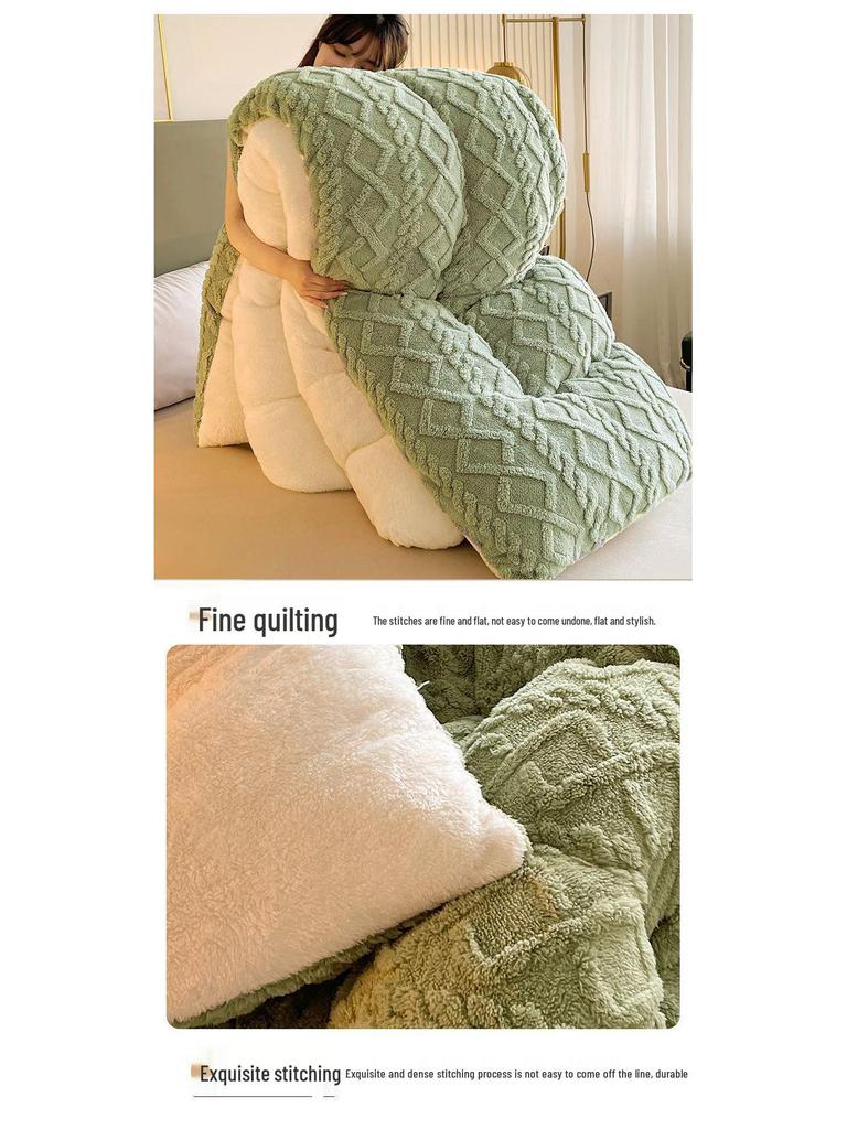 Thickened Lambswool & Milk Velvet Quilt - Cozy Winter & Versatile Spring/Fall Blanket for Twin or Dorm Use