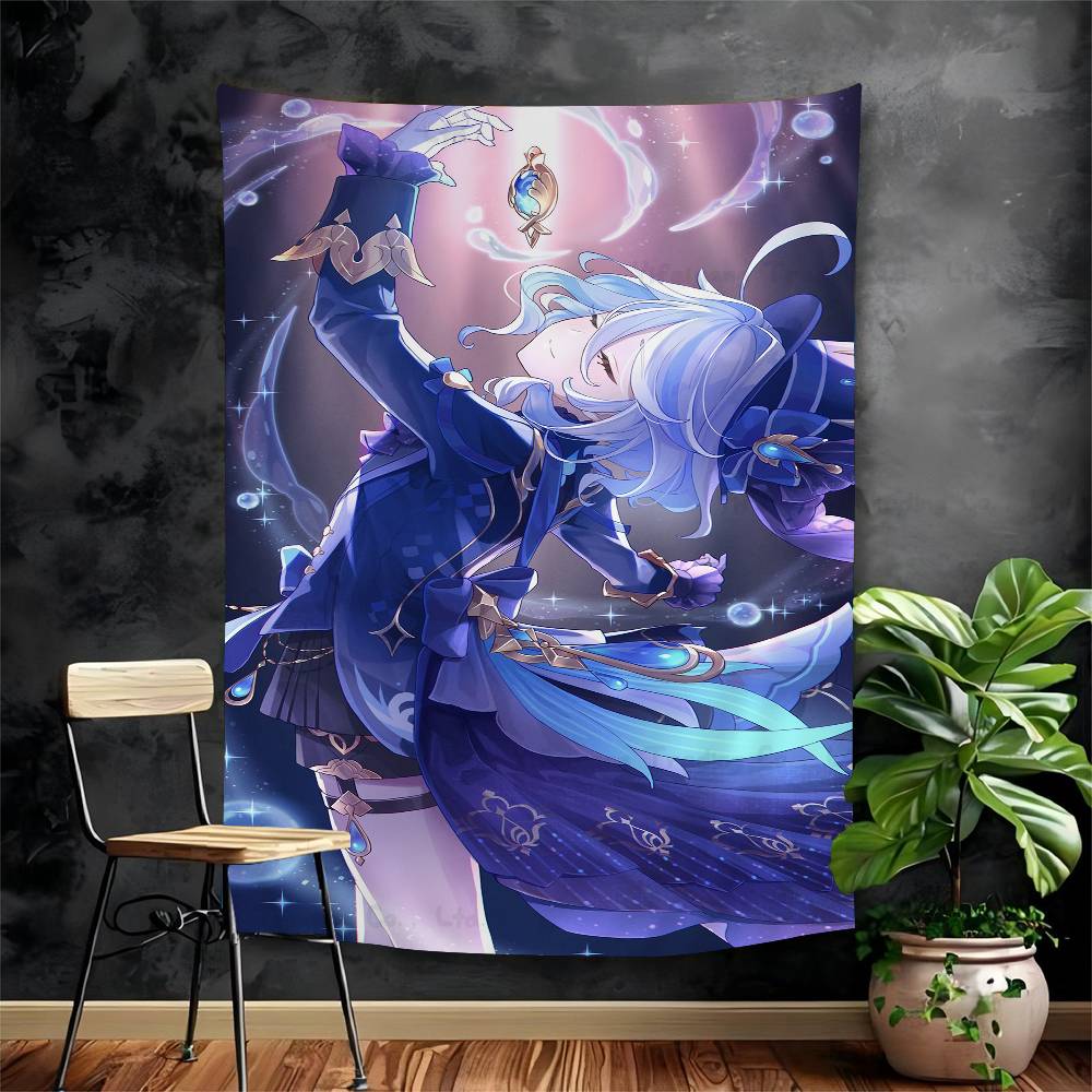 Furina Genshin Tapestry Art Printing Art Science Fiction Room Home Decor Wall Art Decor