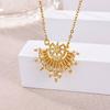 Exaggerated Arabic Sun Star Stainless Steel Necklaces Women 18K Gold-plated Necklace Wedding Jewelry Accessories Birthday Gifts