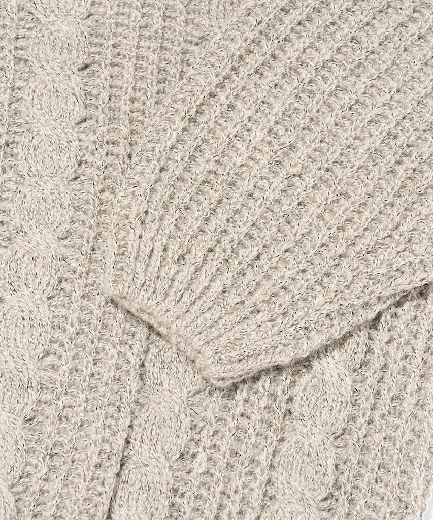 Otherfits Cable Weight Knit Zip-Up Hoodie (Beige)
