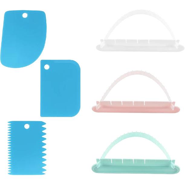 Cake Arch Guide Tool, 6-Piece Vintage Cake Decorating Tools Set, Includes 3 Cake Arch Tools and 3 Cream Scrapers for Professional Cake Decorating