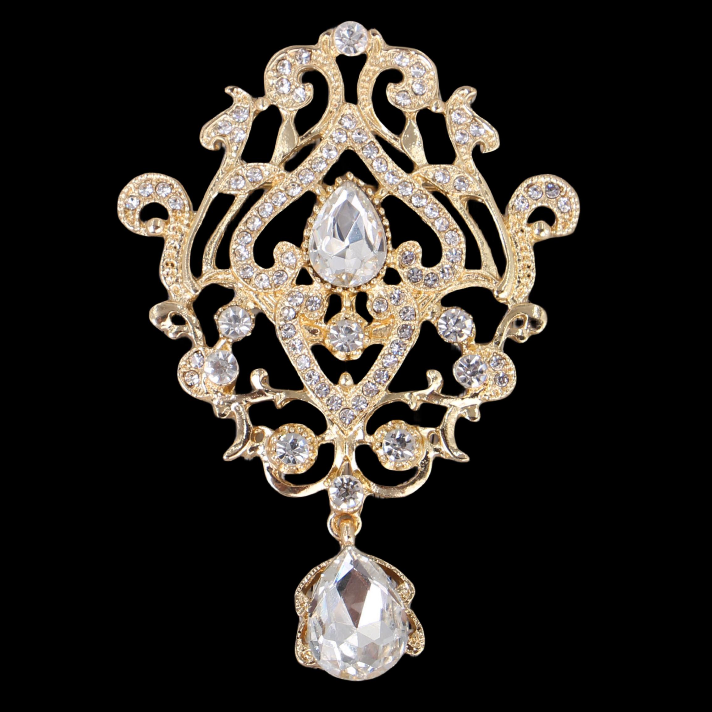 

DIEZI Винтажная Золотая Серебряная Цвет Свадебная Брошь Кристальные Украшения Женские Броши Стразы Брошь-Булавка для Шарфа Букет для Свадьбы