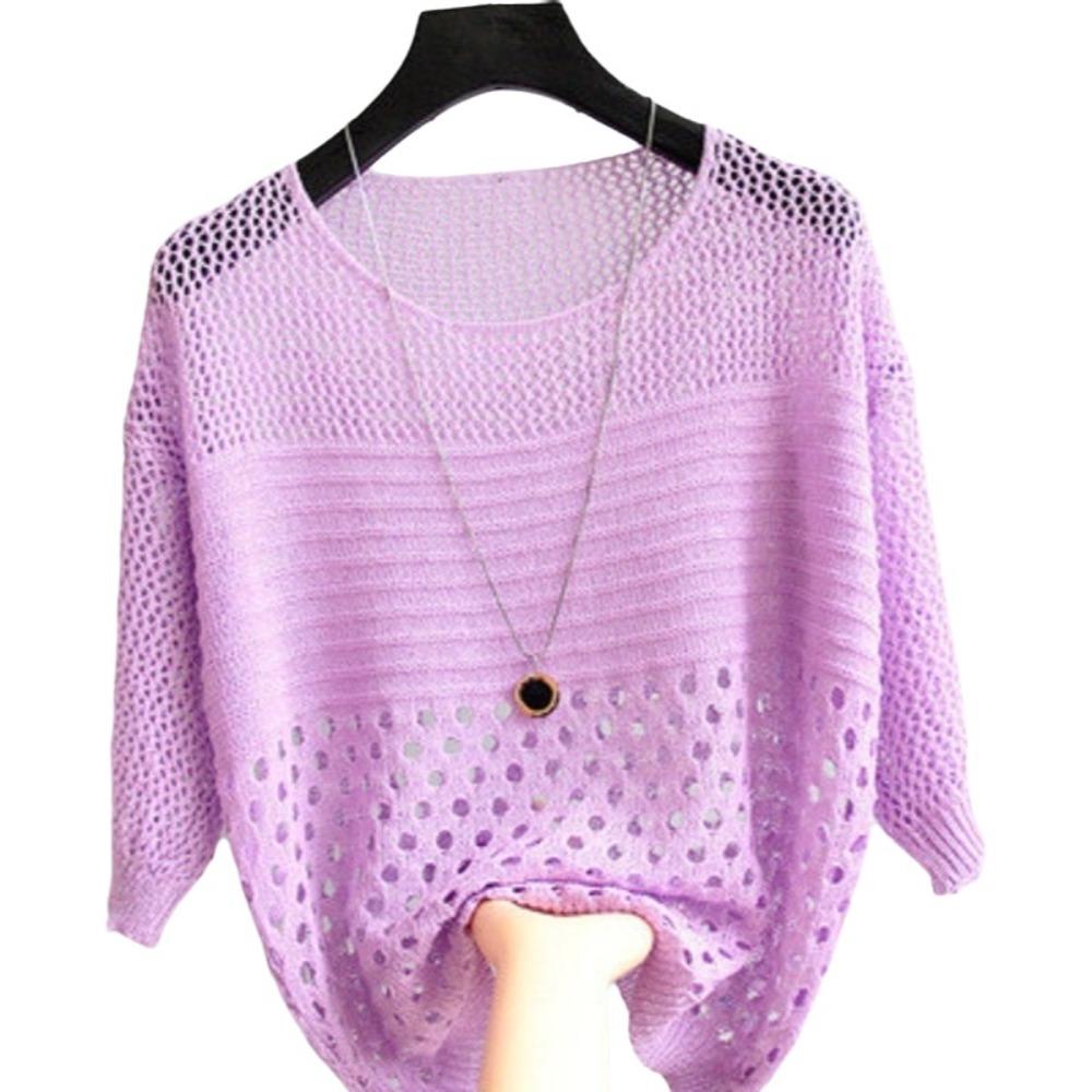 Crochet Knit Knit Sweater Round Neck Hollow Out Top Fashion Beach Cover Up  Beach Vacation