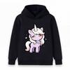 Kids Unisex Cute Cartoon Chibi Unicorn Print Pullover Hoodie, Soft Casual Long Sleeve Sweatshirt for Boys Girls, Lovely Purple Unicorn Pattern Top for