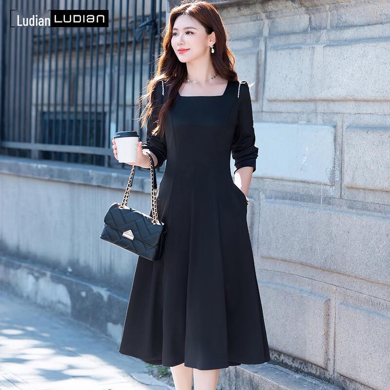 Women's Hepburn Style Square Neck A-Line Midi Dress