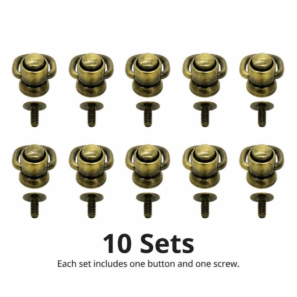 10pcs Matte D Ring Rotatable Stud Rivets Screws Fashion Stud Screw Kit Wallet