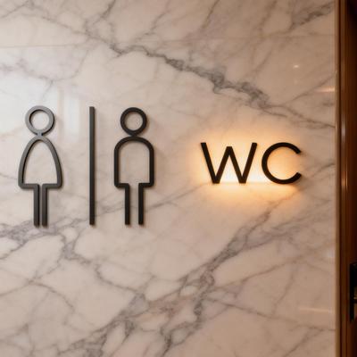 3D Acrylic Self Adhesive Toilet Sign Male Female Restroom Door Decor