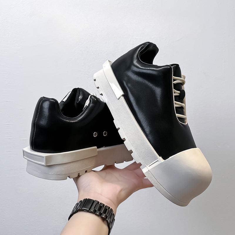 Fashionable Men's Thick Soled Lace-Up Casual Shoe Trendy And Versatile Height-Increasing Shoe Round-Toed Comfortable Sponge Shoe