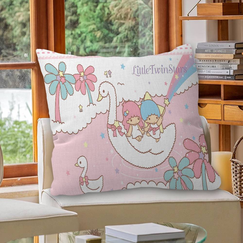 Cute L-Little T-Twin S-Stars Pillow Covers Cartoon Sofa Decorative Home Double-sided Printing Short Plush Cute Cushion Cover