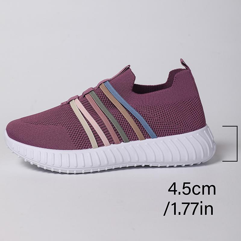 Fashion Breathable Knitted Casual Sneakers for Women 2025 Comfort Slip On Soft Sole Flat Shoes Woman Plus Size Non Slip Walking Shoes